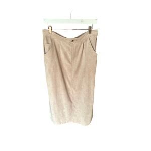 Erin London Tan Faux Suede Midi Skirt Petite Large